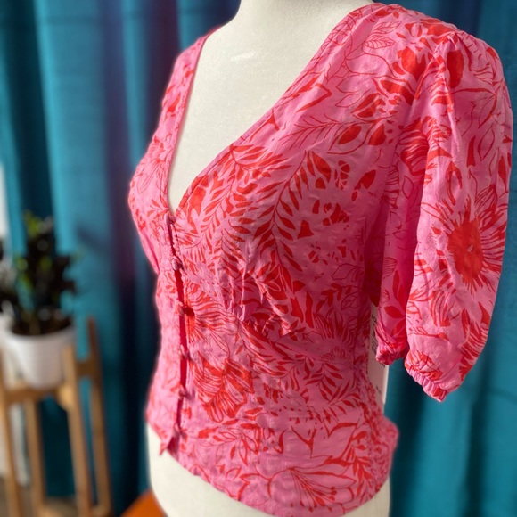 Nordstrom Floral Pink Crop - Picture 1 of 3